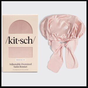 Kitsch Oversized Adjustable Satin Bonnet, OS Oversized - Blush